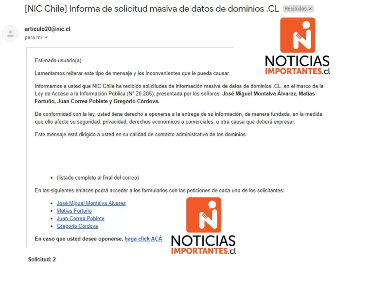 Quién es  Matías Fortuño, requerimiento de transparencia a nic.cl base de datos de dominios .cl